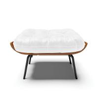 Puff Costela Corano Branco Base Metálica Preto - D'Rossi - 6