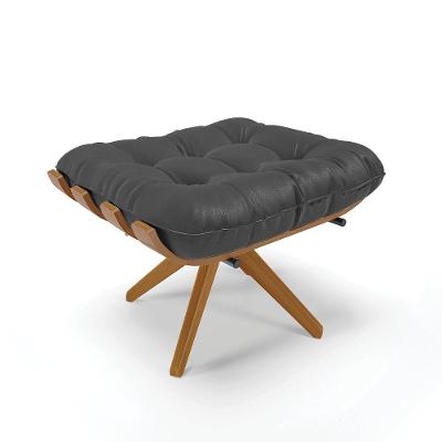 Puff Giratório Costela Corino Base Madeira Ma30 - D'rossi Cor Preto