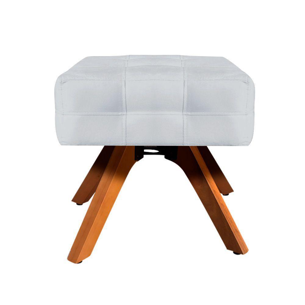 Puff Giratório Elisa Suede Base Madeira Cinza - 5