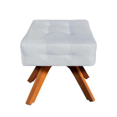 Puff Giratório Elisa Suede Base Madeira Cinza