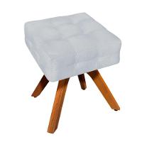 Puff Giratório Elisa Suede Base Madeira Cinza - 2
