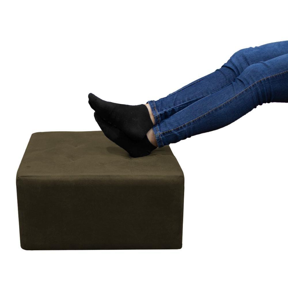 Puff Para Sala Quadrado Com Pés Com Alumínio Marrom - 3