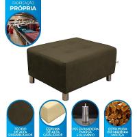 Puff Para Sala Quadrado Com Pés Com Alumínio Marrom - 8