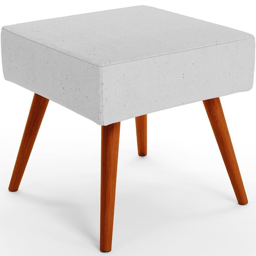 Puff Banqueta Decorativa Com Pés Palito Lívia Linho Cinza - 1