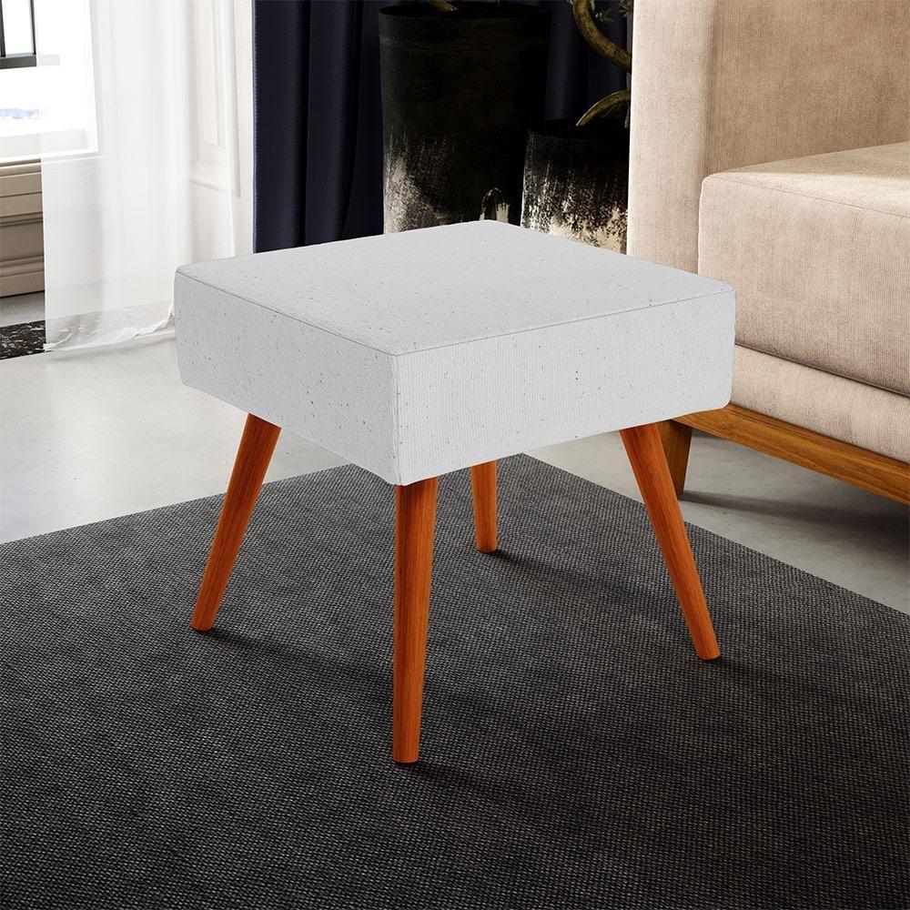 Puff Banqueta Decorativa Com Pés Palito Lívia Linho Cinza - 5