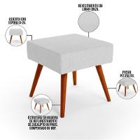 Puff Banqueta Decorativa Com Pés Palito Lívia Linho Cinza - 3