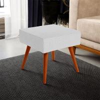Puff Banqueta Decorativa Com Pés Palito Lívia Linho Cinza - 5