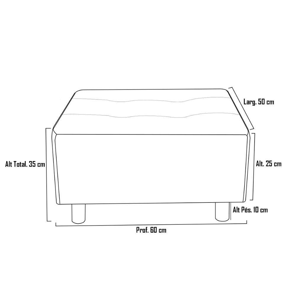 Puff Quadrado Com Pés Com Alumínio Cinza - 6