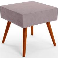 Puff Banqueta Decorativa Com Pés Palito Lívia Suede Rosê - 1