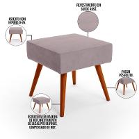 Puff Banqueta Decorativa Com Pés Palito Lívia Suede Rosê - 3