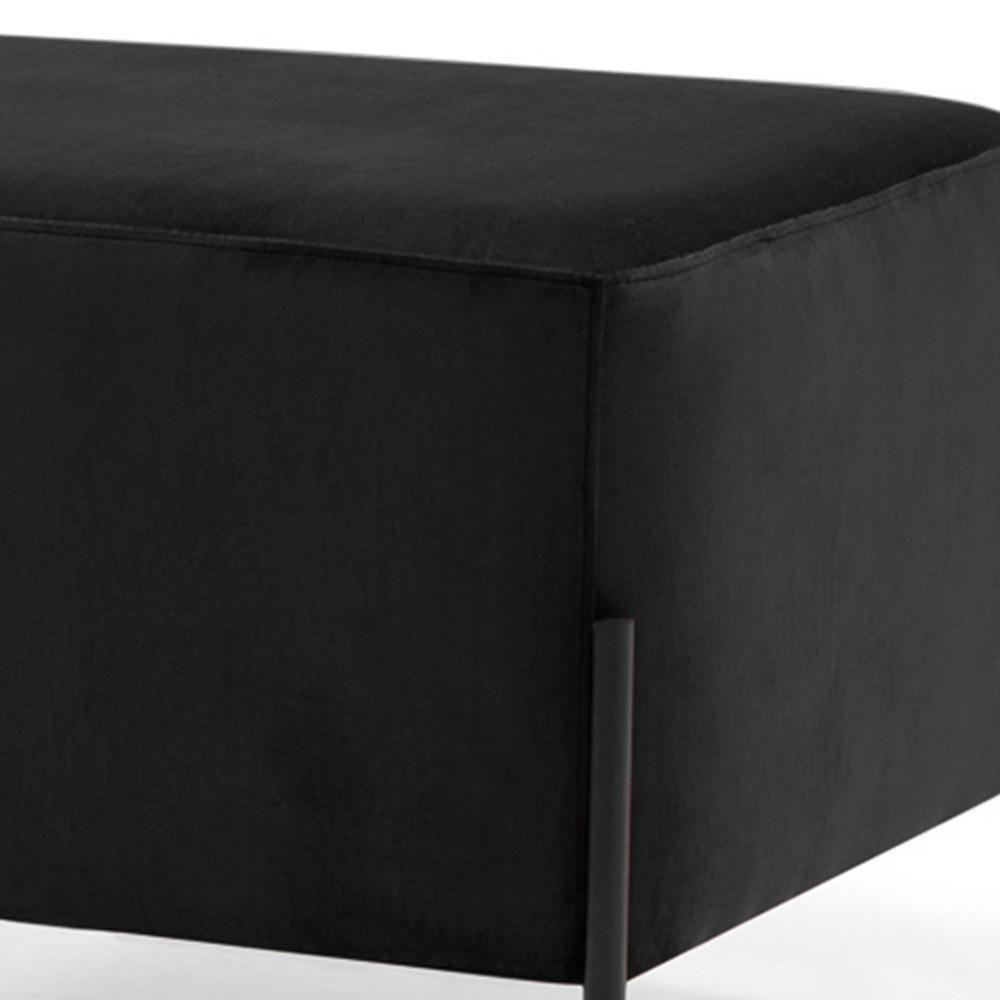 Puff Retangular 60x45 D02 Pés De Aço Veludo Preto C-300 - 4