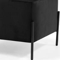 Puff Retangular 60x45 D02 Pés De Aço Veludo Preto C-300 - 3