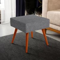 Puff Banqueta Decorativa Com Pés Palito Linho Cinza Escuro - 5