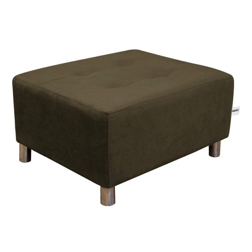 Puff Quadrado Com Pés Com Alumínio Marrom Escuro - 1