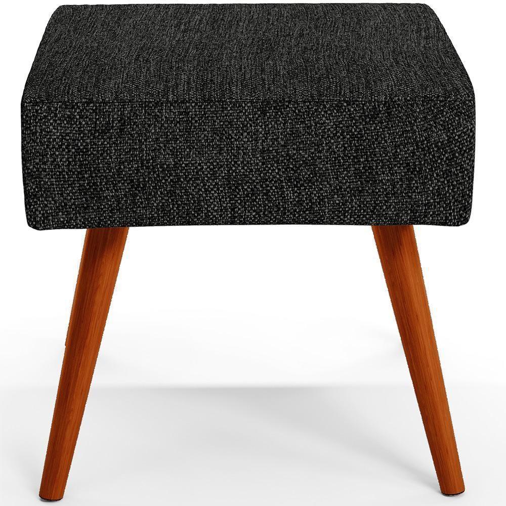 Puff Banqueta Decorativa Com Pés Palito Lívia Linho Chumbo - 4