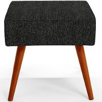 Puff Banqueta Decorativa Com Pés Palito Lívia Linho Chumbo