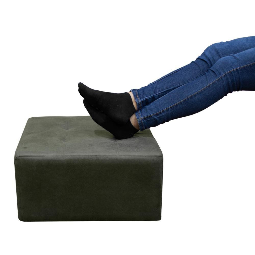 Puff Para Sala Quadrado Com Pés Com Alumínio Cinza Matrix - 3