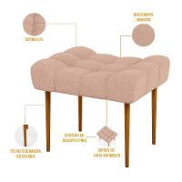 Puff Para Sala De Estar Requinte L02 Linho Rosê - 5