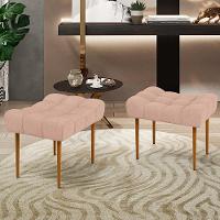 Puff Para Sala De Estar Requinte L02 Linho Rosê - 7