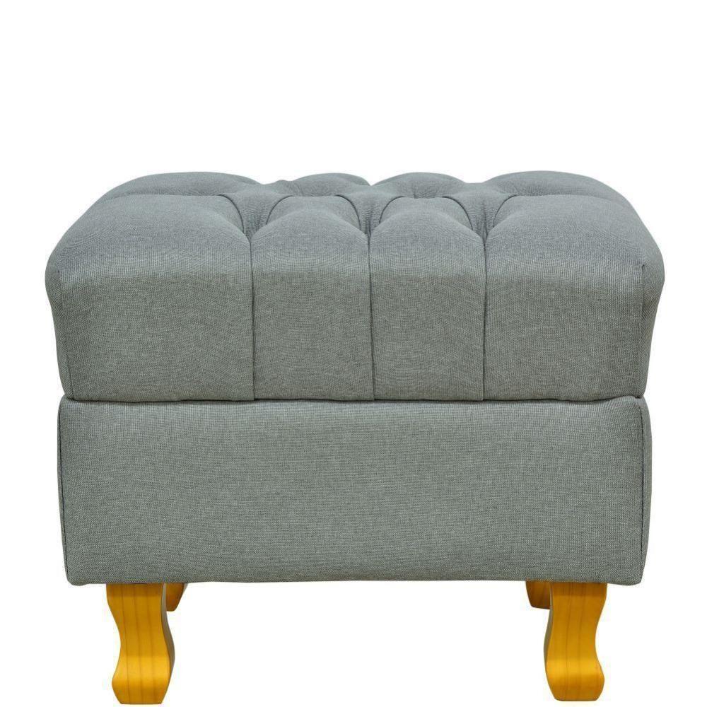 Puff París Luis Xv L02 Capitone Linho Cinza Escuro - 3