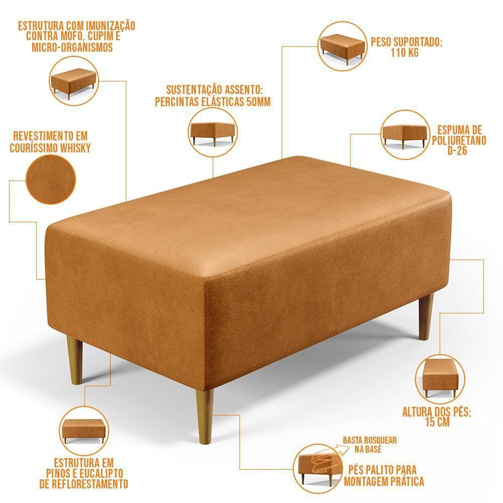 Puff Cléo W01 Pés Palito 90 Cm Courissímo Whisky - 5