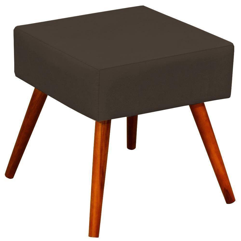Puff Banqueta Decorativa Com Pés Palito Lívia Suede Marrom - 1