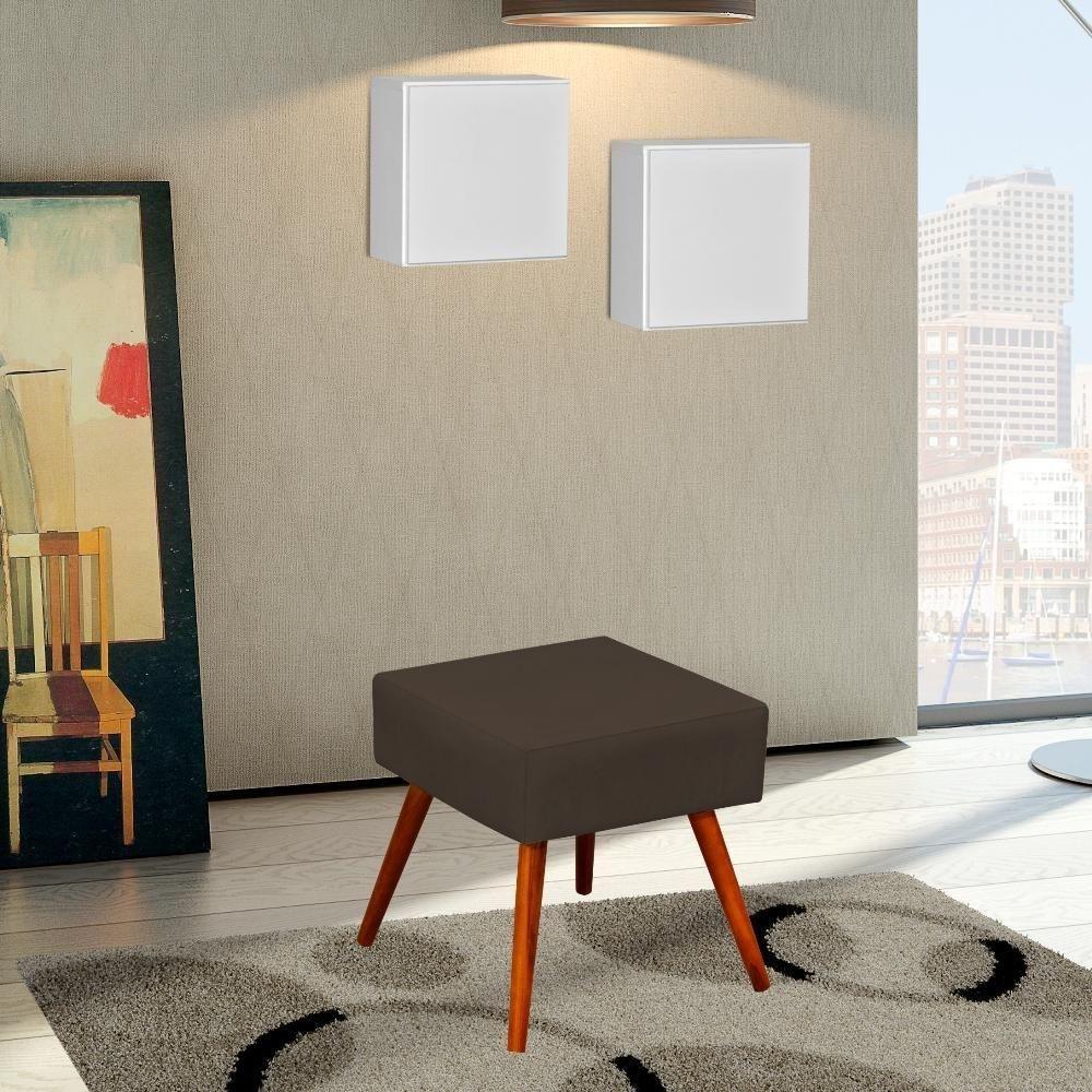 Puff Banqueta Decorativa Com Pés Palito Lívia Suede Marrom - 3