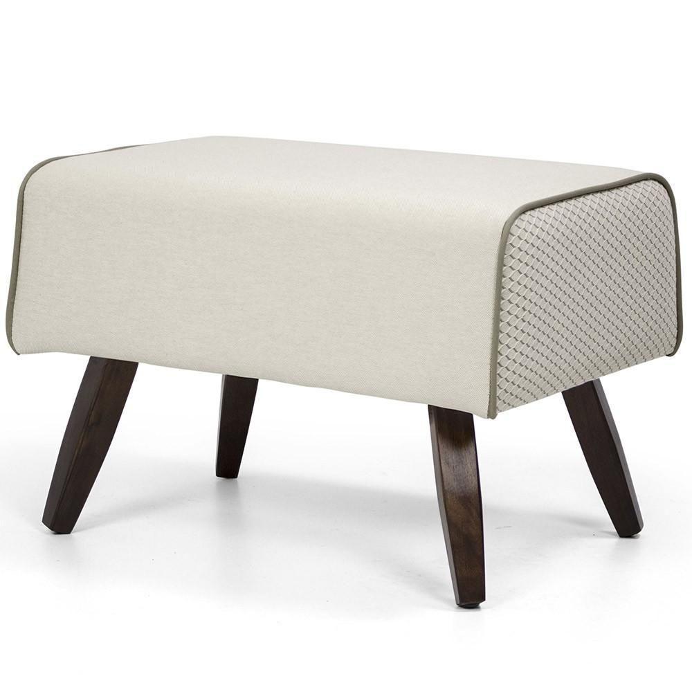 Puff Com Pés De Madeira Viseo D02 60 Cm Linho Bege B-172 - 1