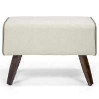 Puff Com Pés De Madeira Viseo D02 60 Cm Linho Bege B-172 - 4