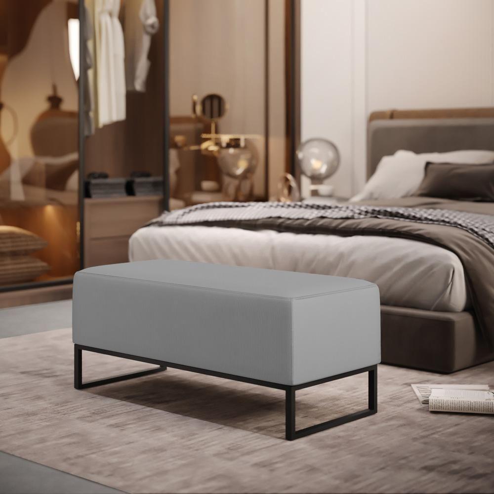 Puff Cléo W01 Base De Ferro 90 Cm Suede Cinza - 7