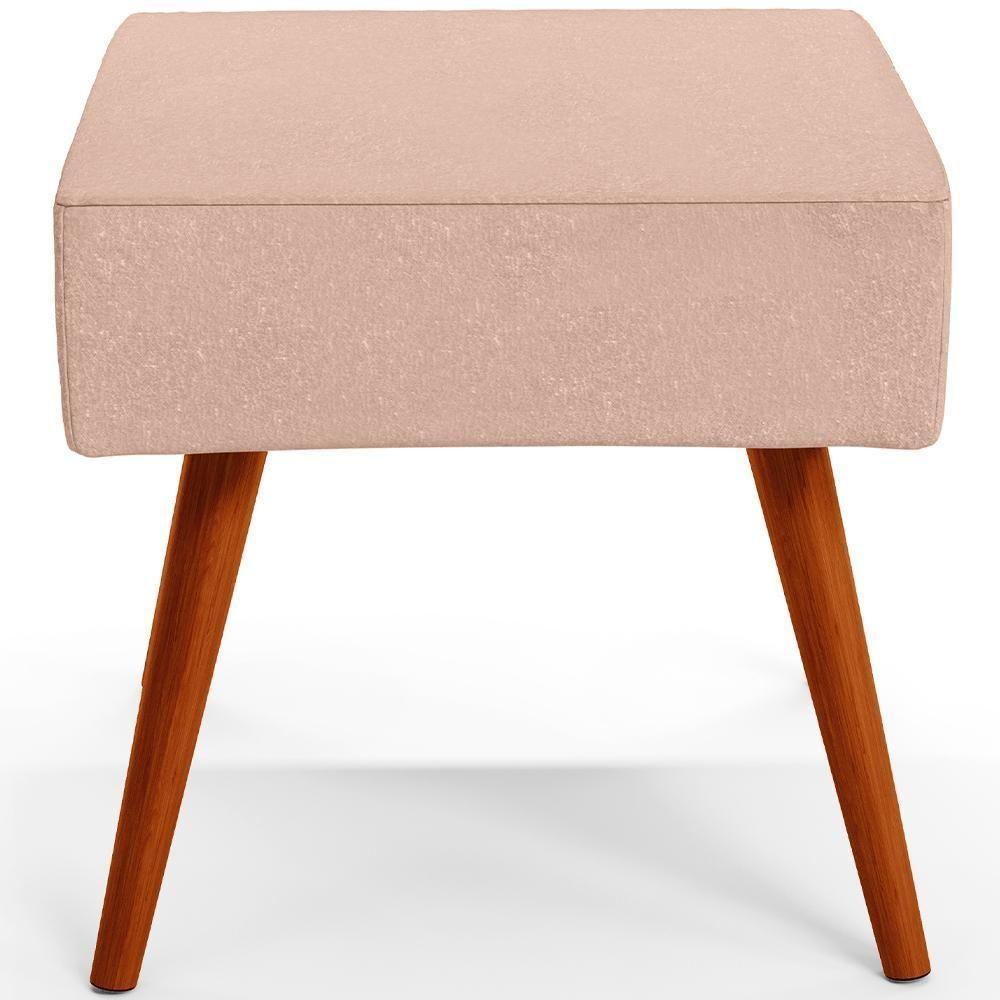 Puff Banqueta Decorativa Com Pés Palito Lívia Linho Rosê - 4