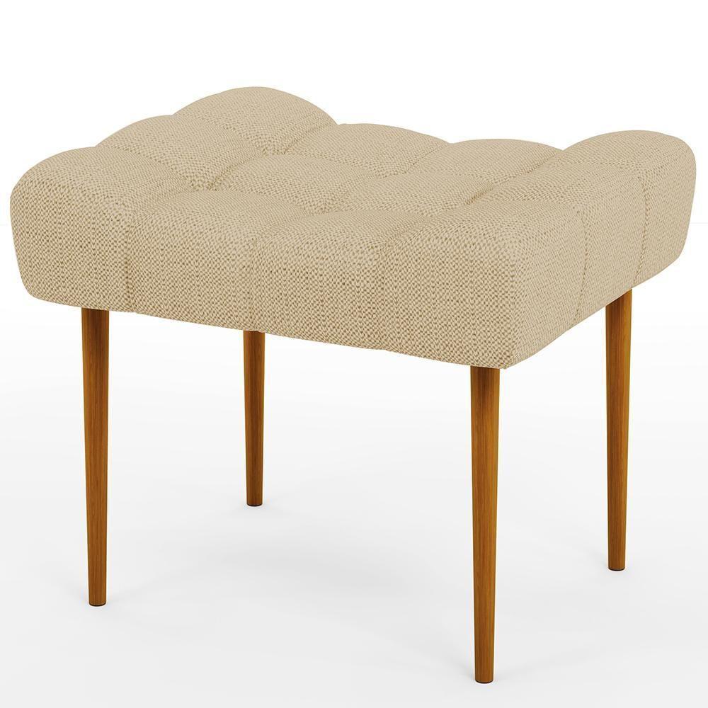 Puff Para Sala De Estar Requinte L02 Linho Bege Escuro - 1