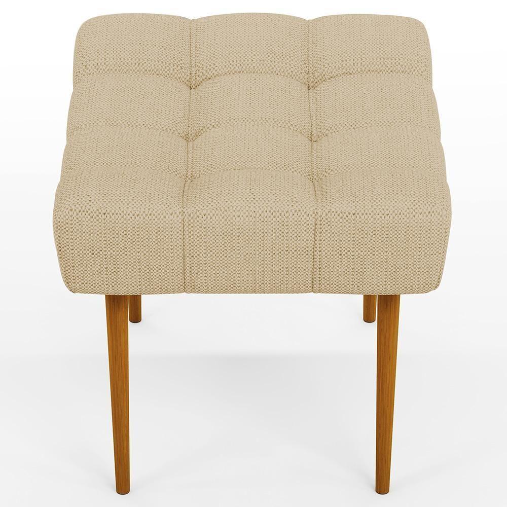 Puff Para Sala De Estar Requinte L02 Linho Bege Escuro - 2