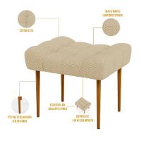 Puff Para Sala De Estar Requinte L02 Linho Bege Escuro