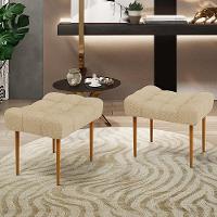 Puff Para Sala De Estar Requinte L02 Linho Bege Escuro - 6