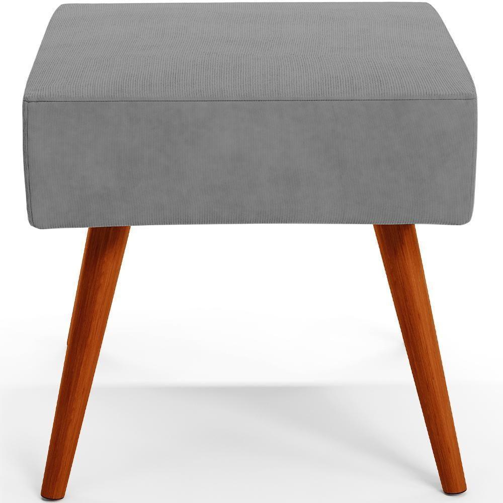Puff Banqueta Decorativa Com Pés Palito Lívia Suede Cinza - 4