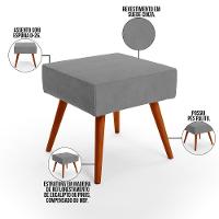 Puff Banqueta Decorativa Com Pés Palito Lívia Suede Cinza - 3