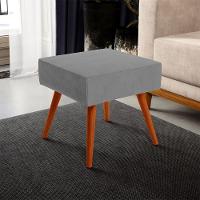 Puff Banqueta Decorativa Com Pés Palito Lívia Suede Cinza - 5