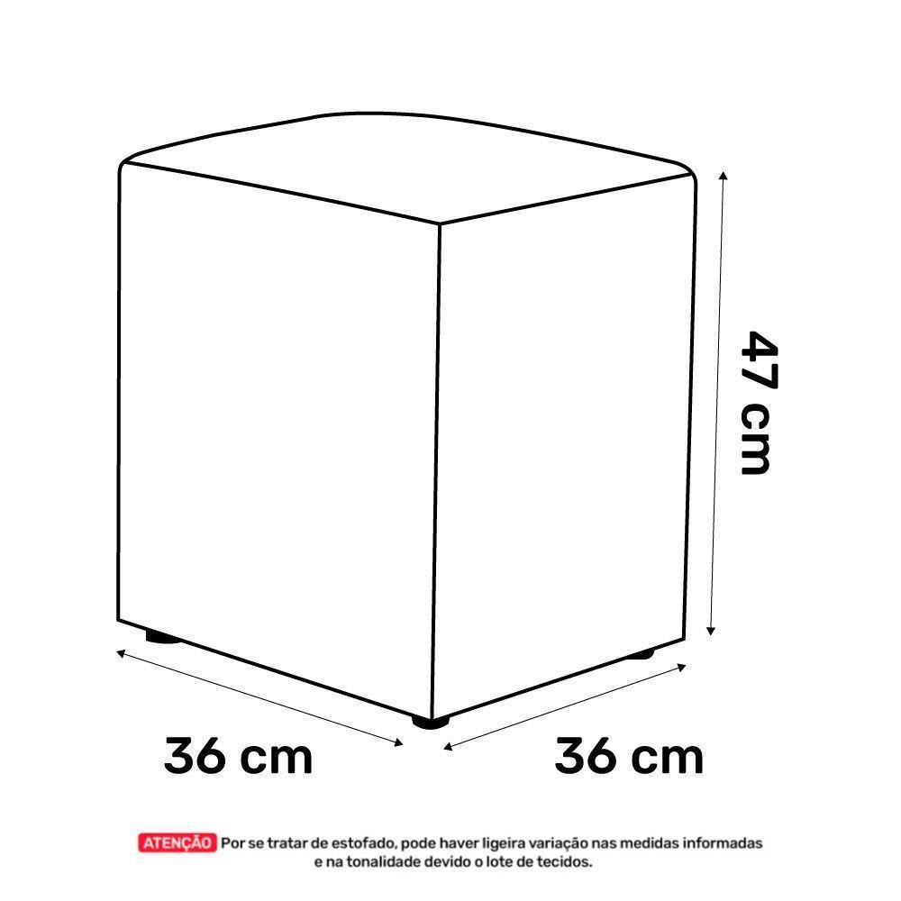 Puff Decorativo Sala De Estar Quadrado 36x47cm Sintético Bege - Desk Design - 4