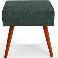 Puff Banqueta Decorativa Com Pés Palito Linho Verde Musgo