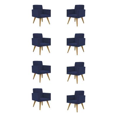Kit 8 Cadeiras Poltronas Escritório Recepção azul-marinho