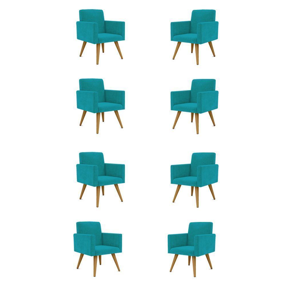 Kit 8 Cadeiras Poltronas Escritório Recepção azul-turquesa - 1