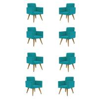 Kit 8 Cadeiras Poltronas Escritório Recepção azul-turquesa - 1