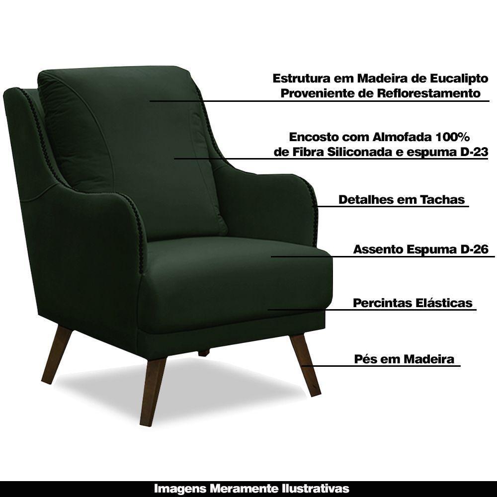 Kit 2 Poltronas Decorativas Catar Com Tachas Veludo Verde - 5