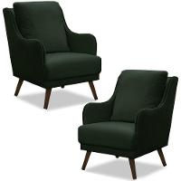 Kit 2 Poltronas Decorativas Catar Com Tachas Veludo Verde - 1