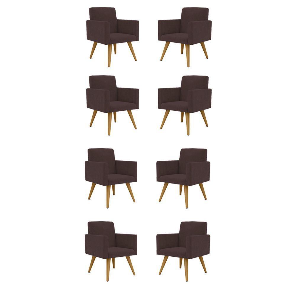 Kit 8 Cadeiras Poltronas Escritório Recepção marrom - 1