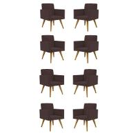 Kit 8 Cadeiras Poltronas Escritório Recepção marrom - 1