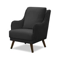 Poltrona Decorativa Catar Com Tachas Veludo Cinza Chumbo - 1