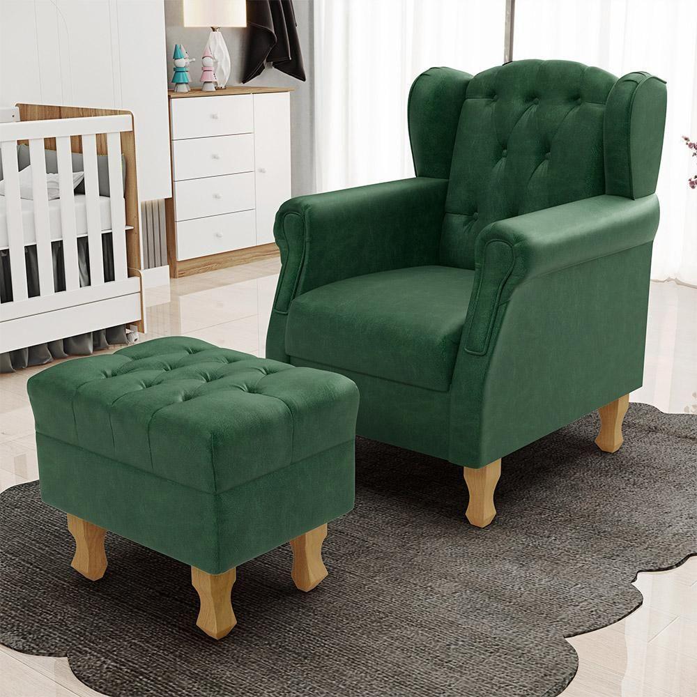 Poltrona Yara P02 Com Puff Paris Facto Verde Musgo - 9