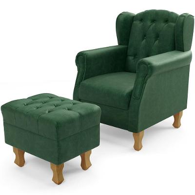 Poltrona De Amamentação Yara P02 Com Puff Paris L02 Verde Lyam Decor